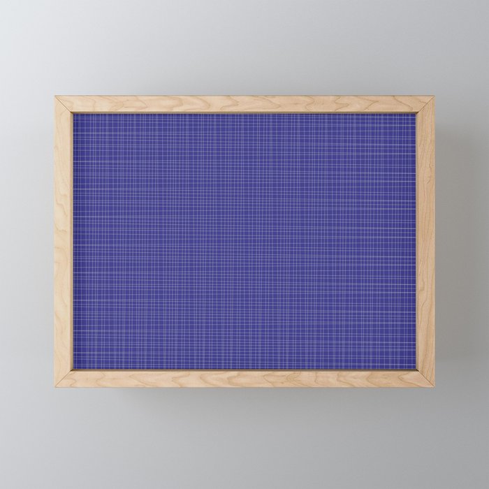 Bold Blue Minimalist Fine Weave Mid Century Modern Woven Line Pattern Mini Art Print Gallery Image 1