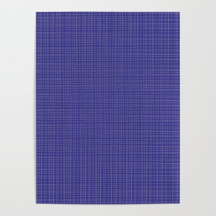 Bold Blue Minimalist Fine Weave Mid Century Modern Woven Line Pattern Poster Gallery Image 1