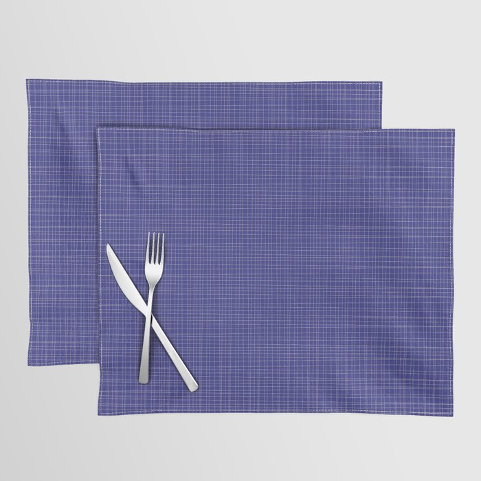 Bold Blue Minimalist Fine Weave Mid Century Modern Woven Line Pattern Placemat Gallery Image 1