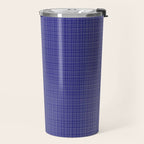 Bold Blue Minimalist Fine Weave Mid Century Modern Woven Line Pattern Travel Mug Gallery Image 2