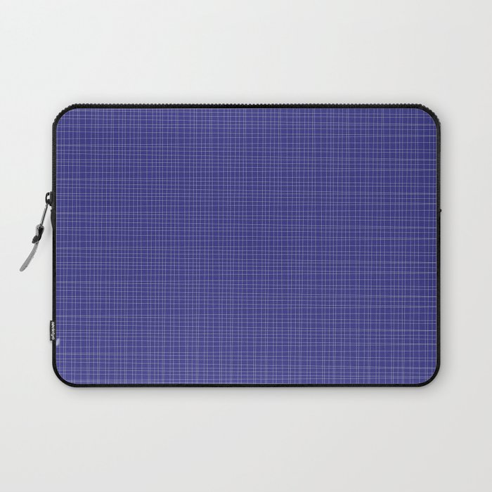 Bold Blue Minimalist Fine Weave Mid Century Modern Woven Line Pattern Laptop Sleeve Gallery Image 1