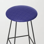 Bold Blue Minimalist Fine Weave Mid Century Modern Woven Line Pattern Stool Gallery Image 2