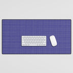 Bold Blue Minimalist Fine Weave Mid Century Modern Woven Line Pattern Desk Mat Gallery Image 1