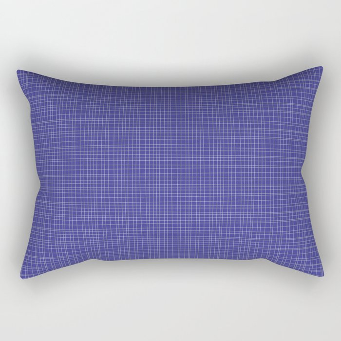Bold Blue Minimalist Fine Weave Mid Century Modern Woven Line Pattern Rectangular Pillow Gallery Image 2