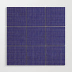 Bold Blue Minimalist Fine Weave Mid Century Modern Woven Line Pattern Wood Wall Art Gallery Image 1