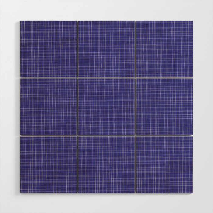 Bold Blue Minimalist Fine Weave Mid Century Modern Woven Line Pattern Wood Wall Art Gallery Image 1