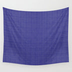 Bold Blue Minimalist Fine Weave Mid Century Modern Woven Line Pattern Wall Tapestry Gallery Image 4