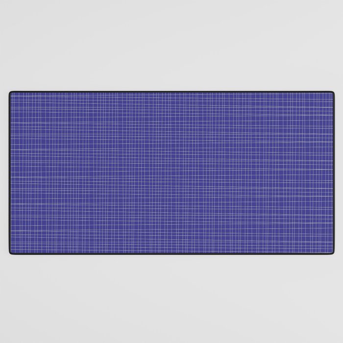 Bold Blue Minimalist Fine Weave Mid Century Modern Woven Line Pattern Desk Mat Gallery Image 3