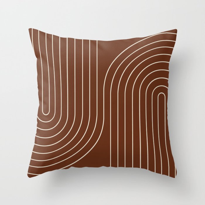 Minimal Line Curvature XIX Brick Red Mid Century Modern Arch Abstract Throw Pillow Gallery Image 6