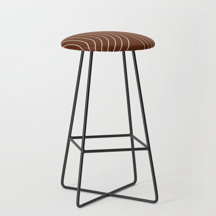 Minimal Line Curvature XIX Brick Red Mid Century Modern Arch Abstract Stool Gallery Image 1