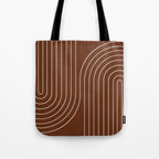 Minimal Line Curvature XIX Brick Red Mid Century Modern Arch Abstract Tote Bag Gallery Image 1