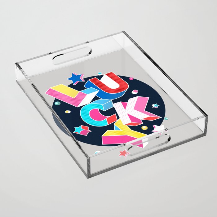LUCKY Typography Acrylic Tray Gallery Image 1