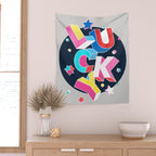 LUCKY Typography Wall Tapestry Gallery Image 2