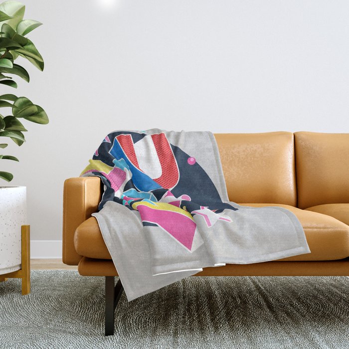 LUCKY Typography Throw Blanket Gallery Image 1