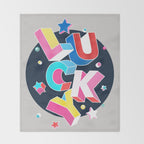 LUCKY Typography Throw Blanket Gallery Image 2