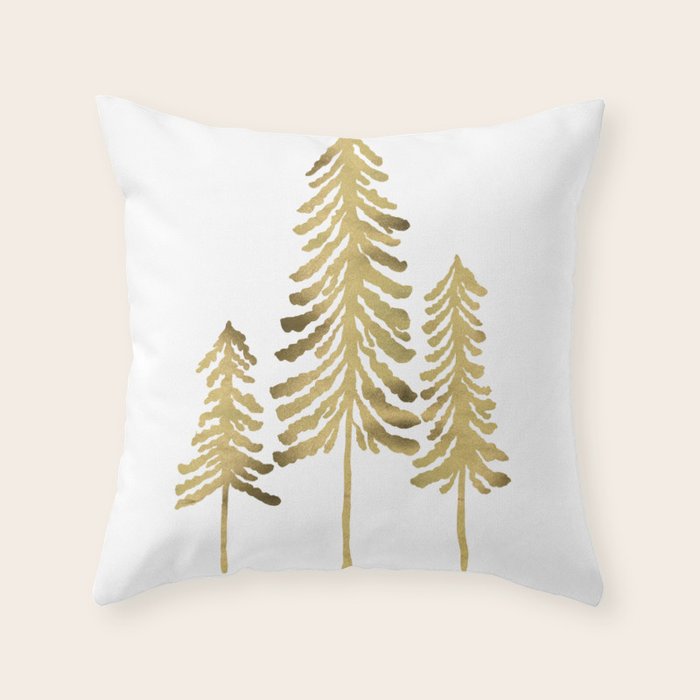 Pine Trees - Gold Palette Throw Pillow Gallery Image 6