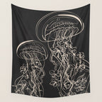 Minimal Floral Jellyfishes 2 Wall Tapestry Gallery Image 4
