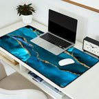 Abstract  Iceblue  And Gold Emerald Marble Landscape  Desk Mat Gallery Image 2