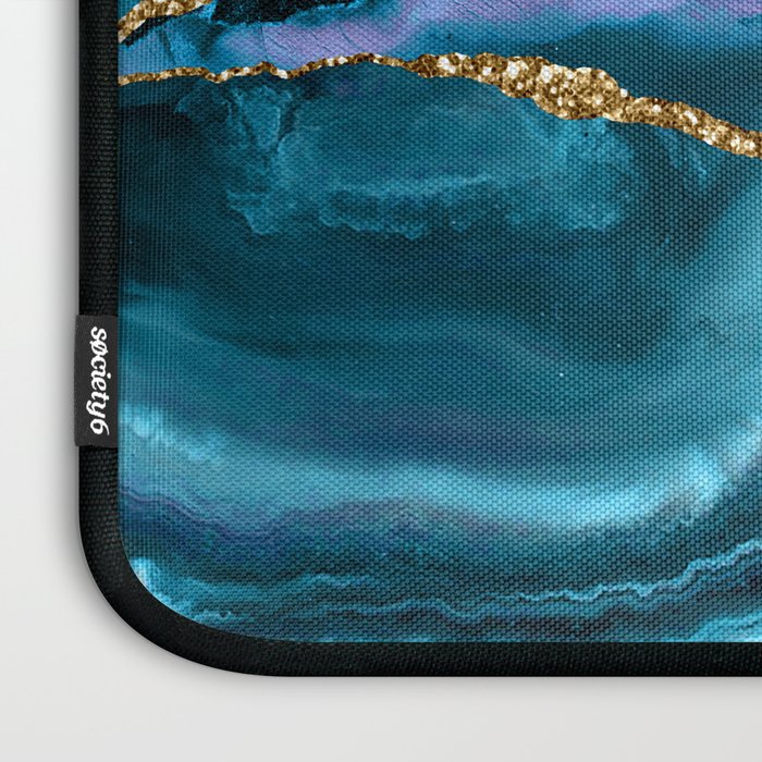 Abstract  Iceblue  And Gold Emerald Marble Landscape  Laptop Sleeve Gallery Image 3