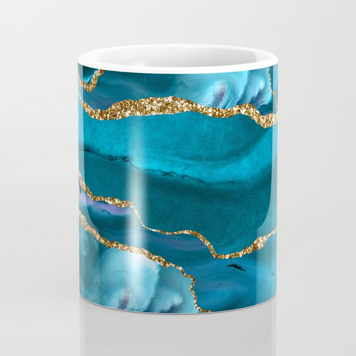 Abstract  Iceblue  And Gold Emerald Marble Landscape  Coffee Mug Gallery Image 4