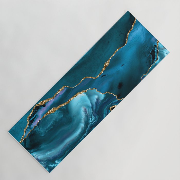 Abstract  Iceblue  And Gold Emerald Marble Landscape  Yoga Mat Gallery Image 1