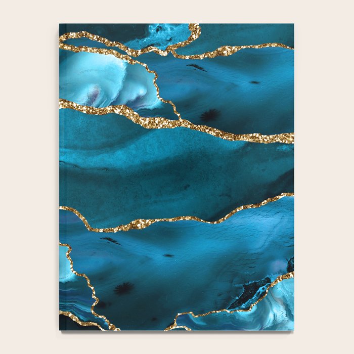Abstract  Iceblue  And Gold Emerald Marble Landscape  Notebook Gallery Image 4