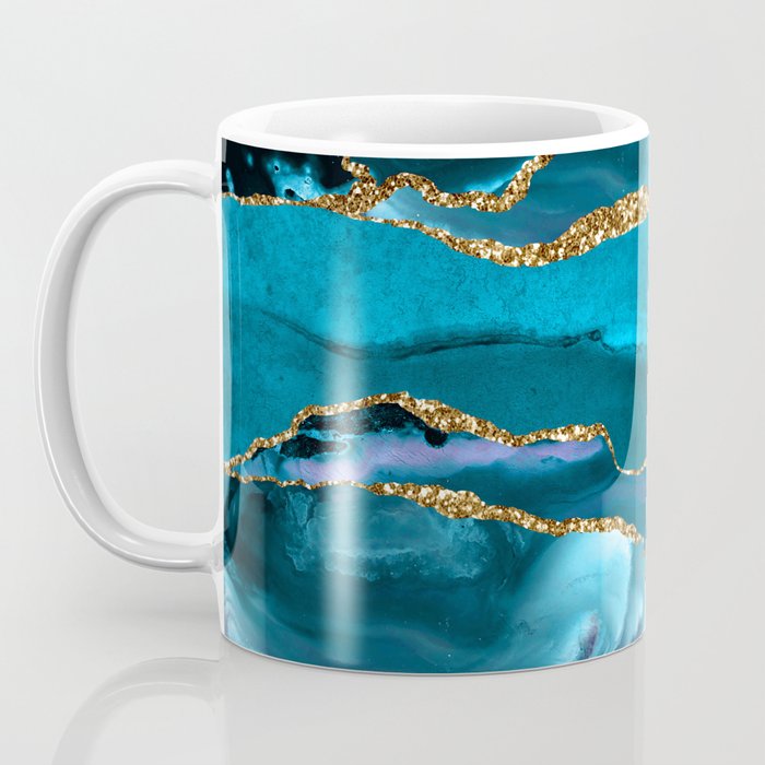 Abstract  Iceblue  And Gold Emerald Marble Landscape  Coffee Mug Gallery Image 3