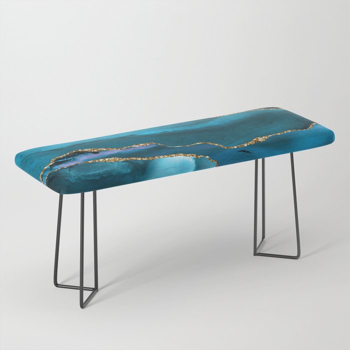 Abstract  Iceblue  And Gold Emerald Marble Landscape  Bench Gallery Image 1