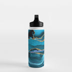 Abstract  Iceblue  And Gold Emerald Marble Landscape  Water Bottle Gallery Image 3