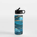 Abstract  Iceblue  And Gold Emerald Marble Landscape  Water Bottle Gallery Image 1