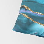 Abstract  Iceblue  And Gold Emerald Marble Landscape  Pillow Sham Gallery Image 4