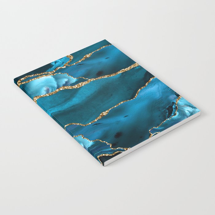 Abstract  Iceblue  And Gold Emerald Marble Landscape  Notebook Gallery Image 2