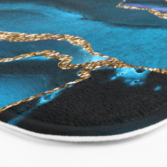 Abstract  Iceblue  And Gold Emerald Marble Landscape  Bath Mat Gallery Image 3