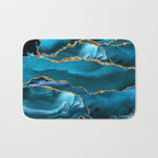 Abstract  Iceblue  And Gold Emerald Marble Landscape  Bath Mat Gallery Image 1