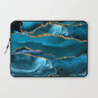 Abstract  Iceblue  And Gold Emerald Marble Landscape  Laptop Sleeve Gallery Image 1