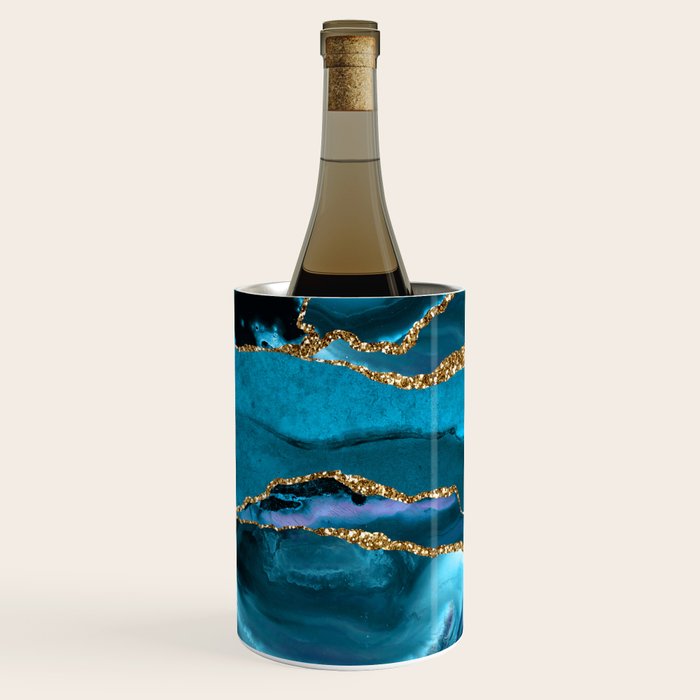 Abstract  Iceblue  And Gold Emerald Marble Landscape  Wine Chiller Gallery Image 2