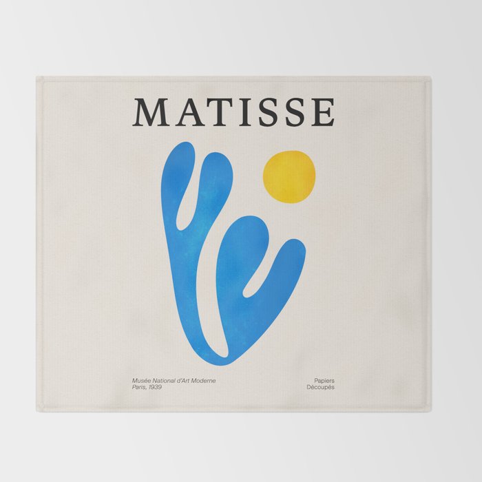 Blue Leaf & Sun: Matisse Paper Cutouts I Throw Blanket Gallery Image 2