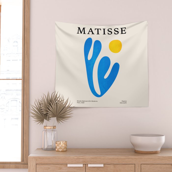 Blue Leaf & Sun: Matisse Paper Cutouts I Wall Tapestry Gallery Image 2