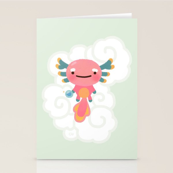 Umpearl - Axolotl with magic pearl Stationery Card Gallery Image 1