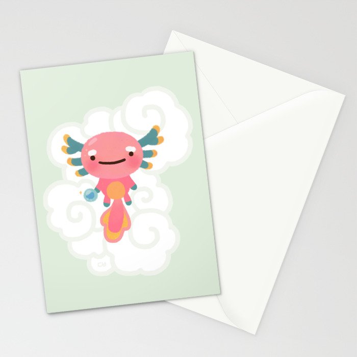 Umpearl - Axolotl with magic pearl Stationery Card Gallery Image 2