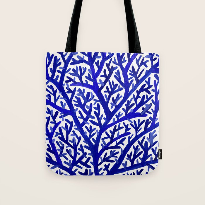 Fan Coral - Navy Tote Bag Gallery Image 1