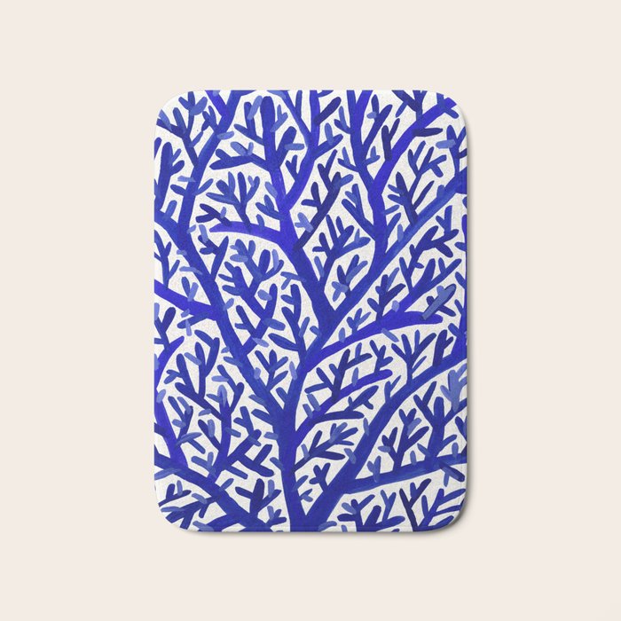 Fan Coral - Navy Bath Mat Gallery Image 1
