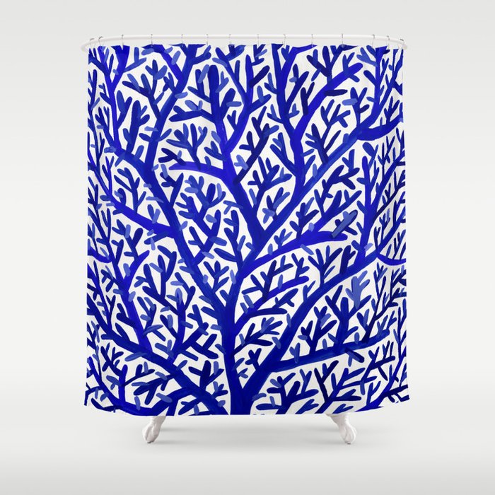 Fan Coral - Navy Shower Curtain Gallery Image 1