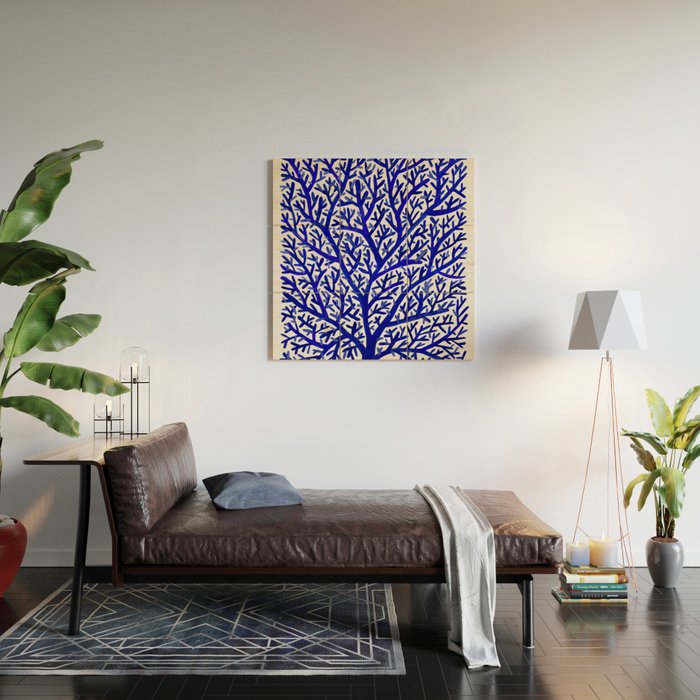 Fan Coral - Navy Wood Wall Art Gallery Image 2