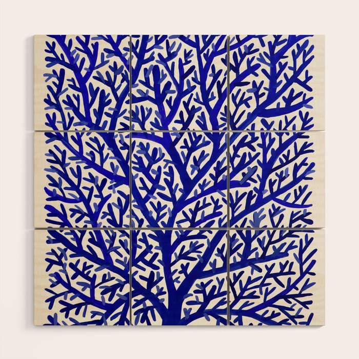 Fan Coral - Navy Wood Wall Art Gallery Image 1