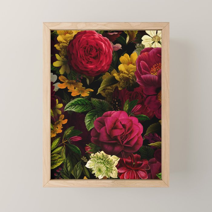 Vintage & Shabby Chic - Mystical Night Roses Bouquet Mini Art Print Gallery Image 1