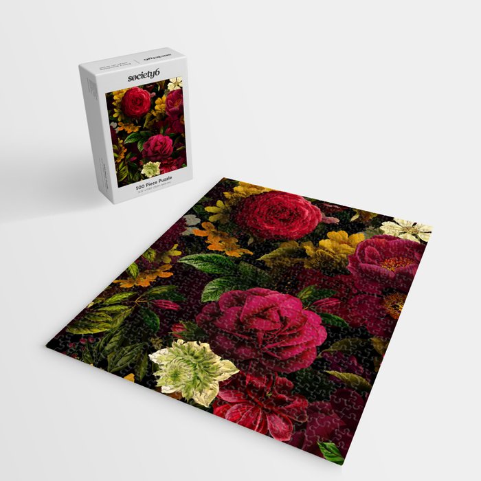 Vintage & Shabby Chic - Mystical Night Roses Bouquet Jigsaw Puzzle Gallery Image 2