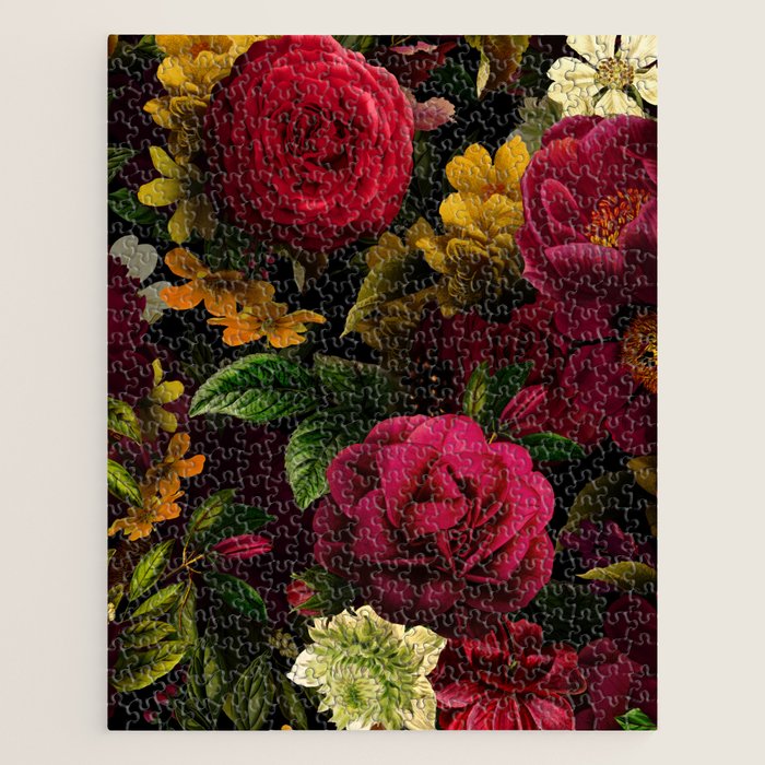 Vintage & Shabby Chic - Mystical Night Roses Bouquet Jigsaw Puzzle Gallery Image 1