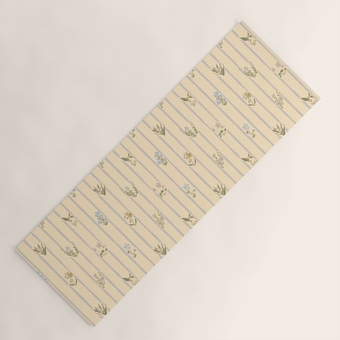 Cozy Cottage Flowers With Stripes Yoga Mat Gallery Image 1