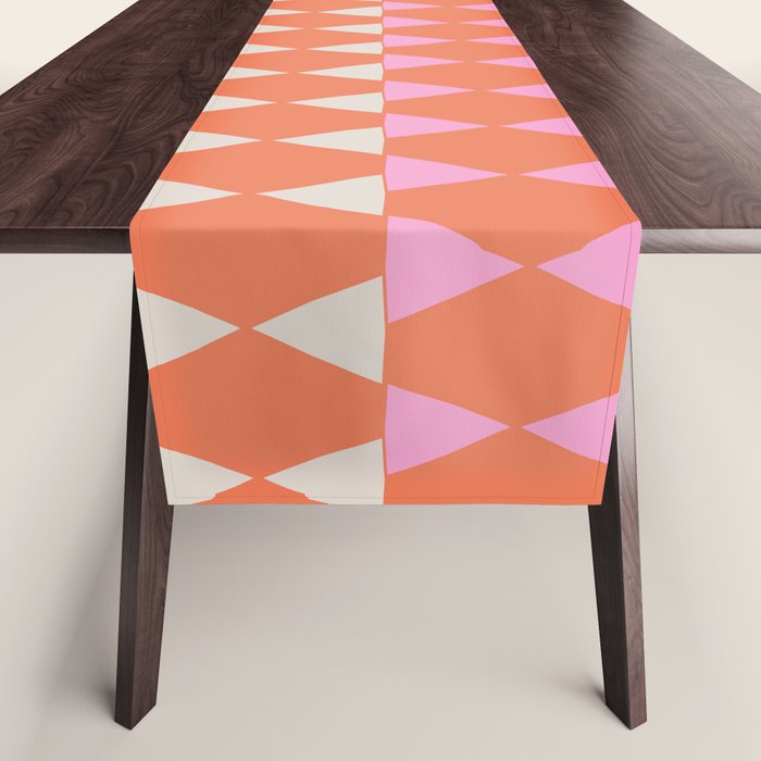 Abstract Triangles Pattern in Pink and Orange Table Runner Gallery Image 1